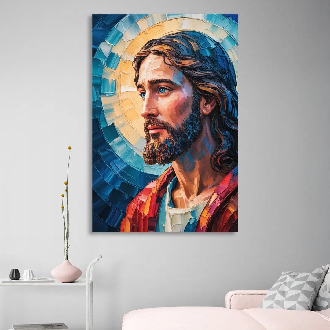 Jesus Portrait Modern Christian Living Room - Canvas Wall Art