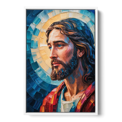 Jesus Portrait Modern Christian Front - White Canvas Wall Art
