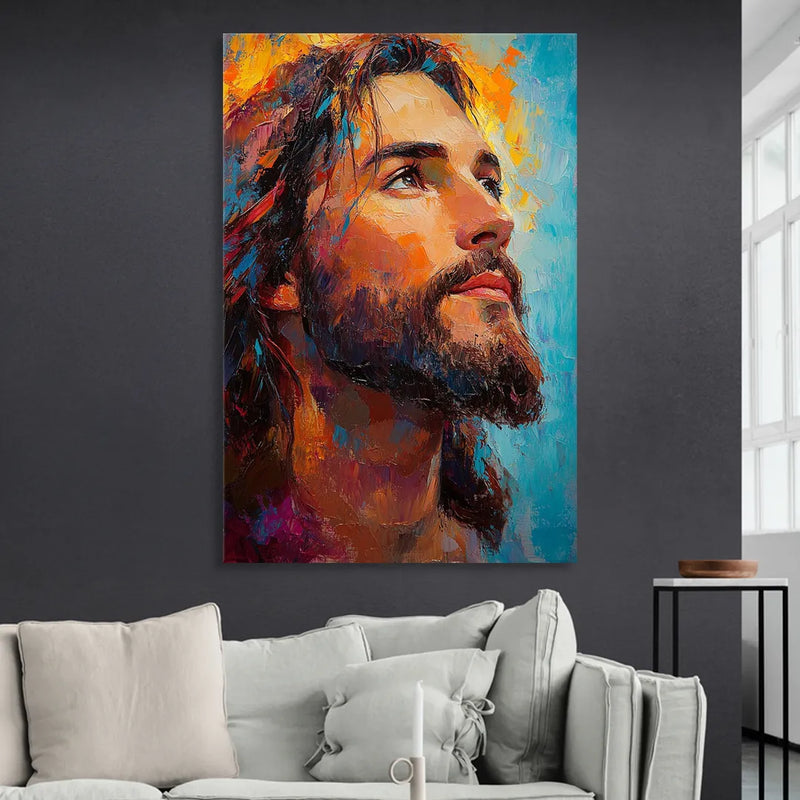 Jesus in Light Christian Absctact Sitting Room - Canvas Wall Art
