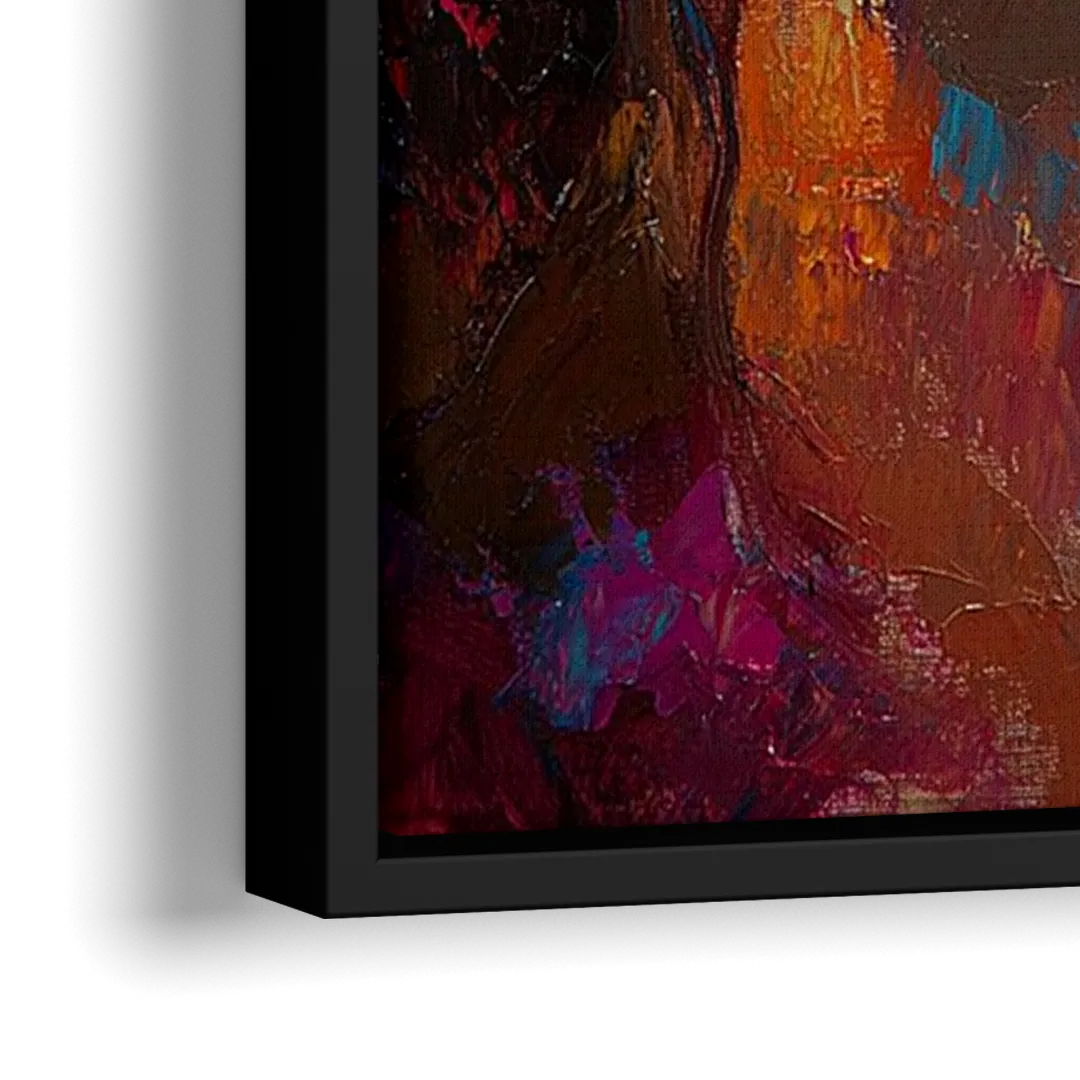 Jesus in Light Christian Absctact - Close-Up Black Frame Canvas
