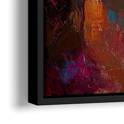 Jesus in Light Christian Absctact - Close-Up Black Frame Canvas