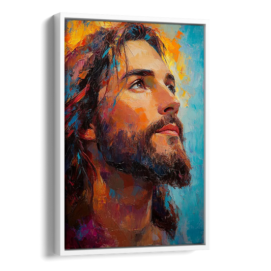 Jesus in Light Christian Absctact Side - White Canvas Wall Art
