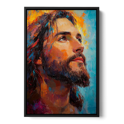 Jesus in Light Christian Absctact Front - Black Canvas Wall Art