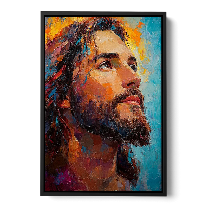 Jesus in Light Christian Absctact Front - Black Canvas Wall Art