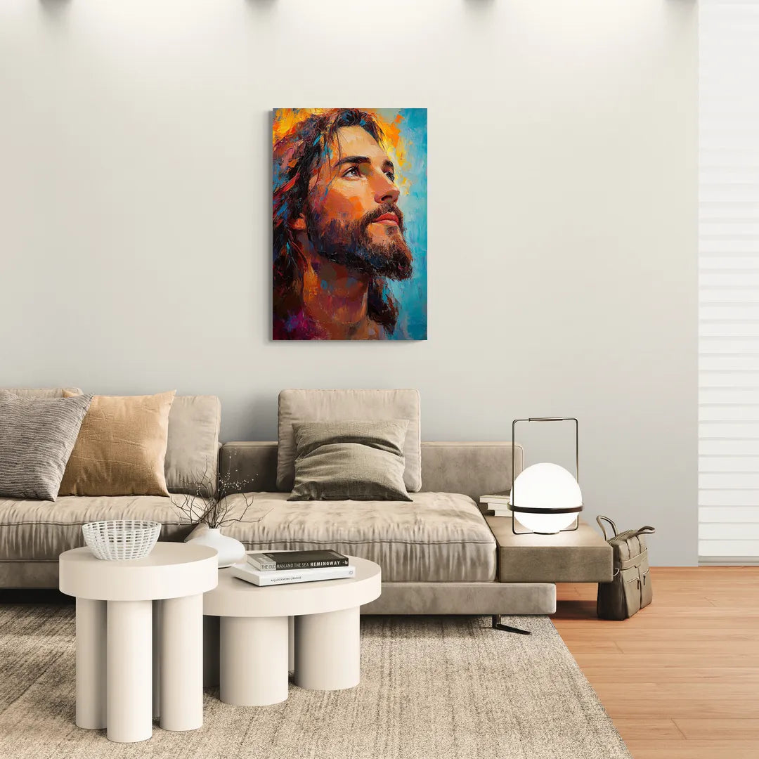Jesus in Light Christian Absctact - Canvas Wall Art Living Room