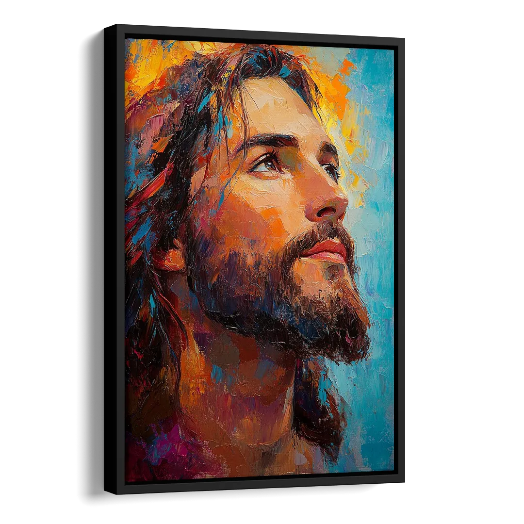 Jesus in Light Christian Absctact Side - Black Canvas Wall Art