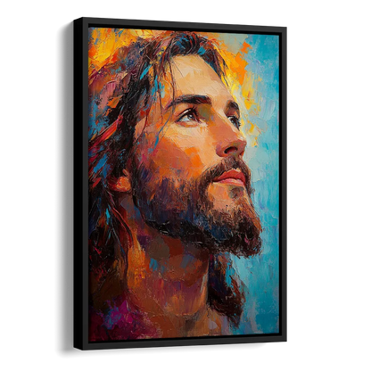 Jesus in Light Christian Absctact Side - Black Canvas Wall Art