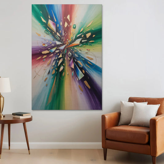 Jewel Toned Dynamic Colorful Abstract - Canvas Wall Art - Sofa - 40x60