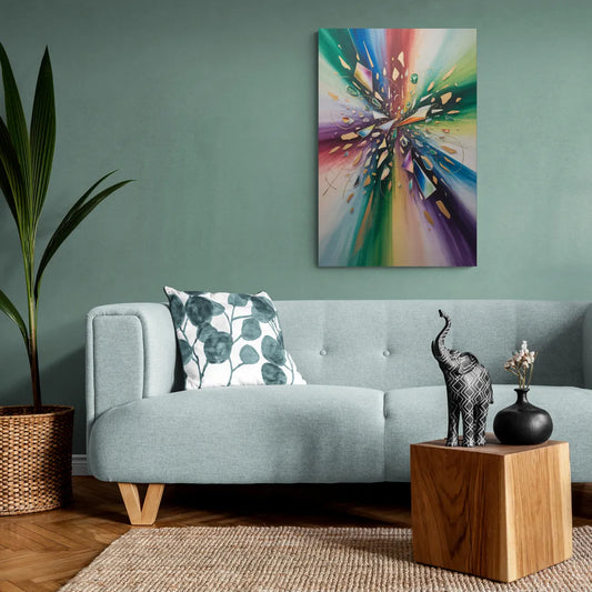 Jewel Toned Dynamic Colorful Abstract - Canvas Wall Art Living Room