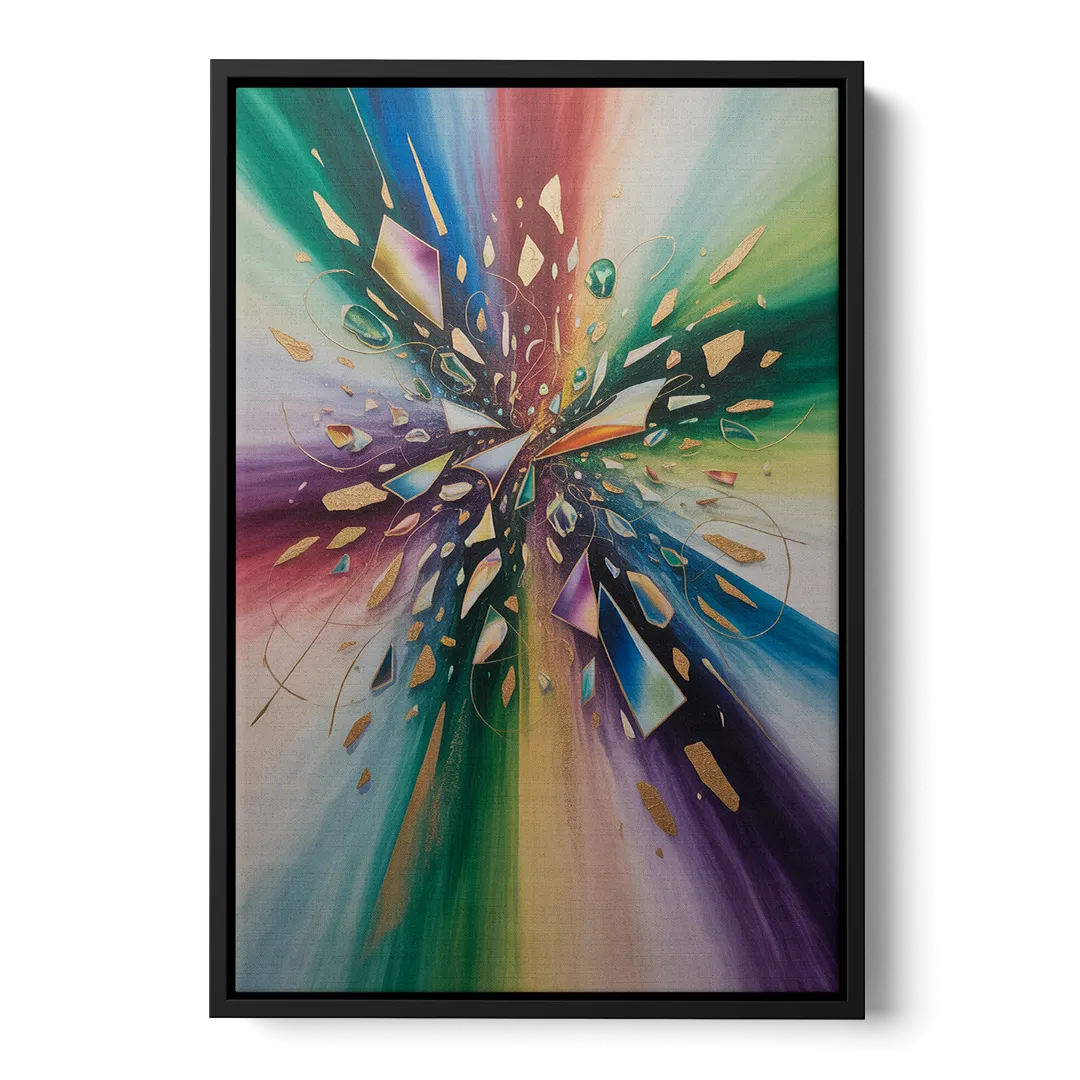 Jewel Toned Dynamic Colorful Abstract - Black Frame Canvas