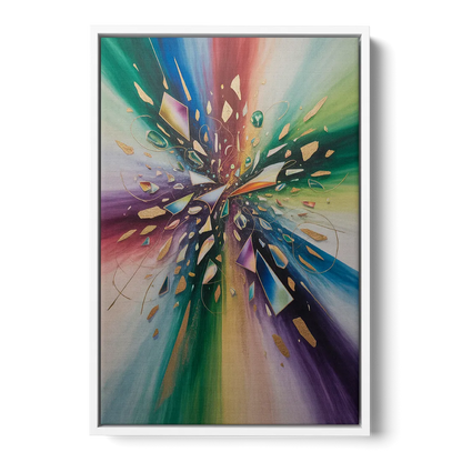 Jewel Toned Dynamic Colorful Abstract - White Frame Canvas