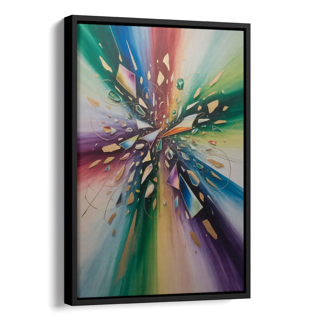 Jewel Toned Dynamic Colorful Abstract Side - Black Canvas Wall Art