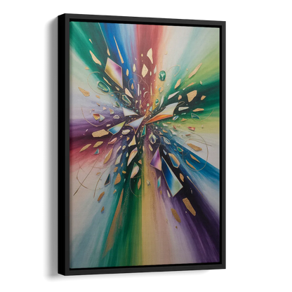Jewel Toned Dynamic Colorful Abstract Side - Black Canvas Wall Art