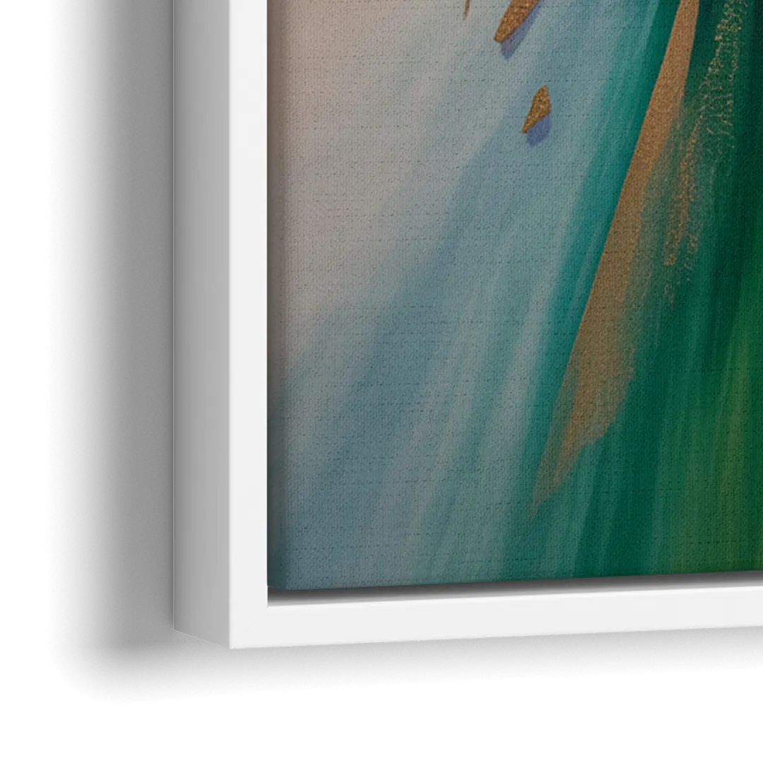 Jewel Toned Dynamic Colorful Abstract - Close-Up White Frame Canvas