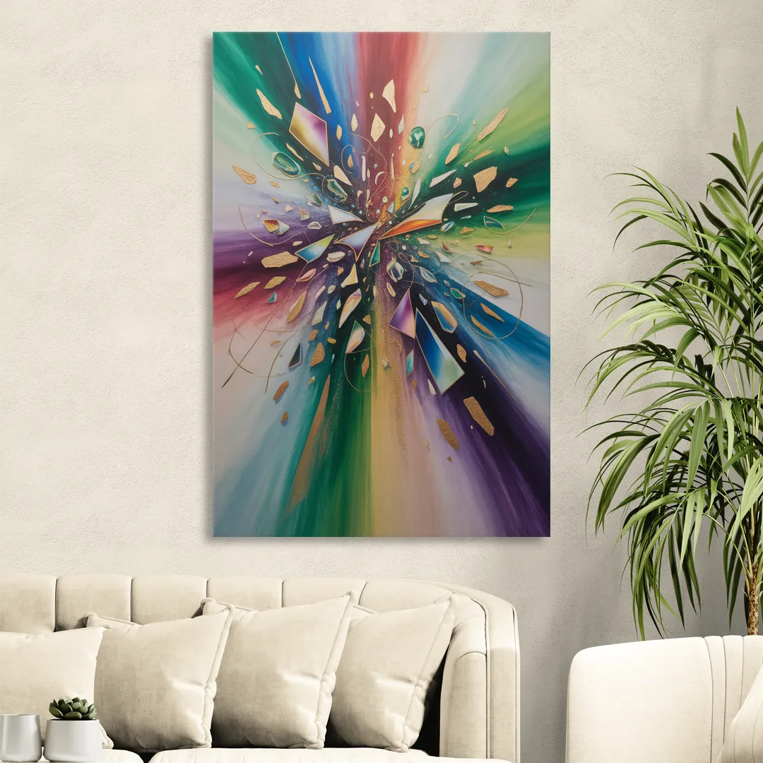 Jewel Toned Dynamic Colorful Abstract Living Room - Canvas Wall Art