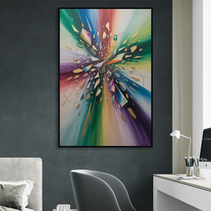 Jewel Toned Dynamic Colorful Abstract Sitting Room - Black Canvas Wall Art