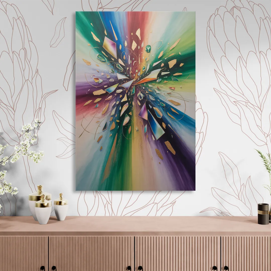 Jewel Toned Dynamic Colorful Abstract Sitting Room - Canvas Wall Art
