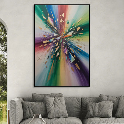 Jewel Toned Dynamic Colorful Abstract Living Room - Black Canvas Wall Art