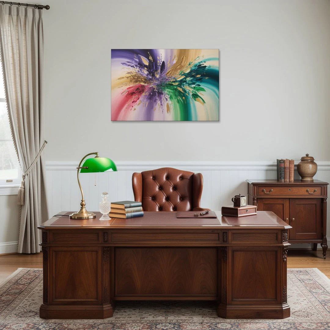 JewelToned Dynamics Colorful Abstract - Canvas Wall Art - Office - 36x24