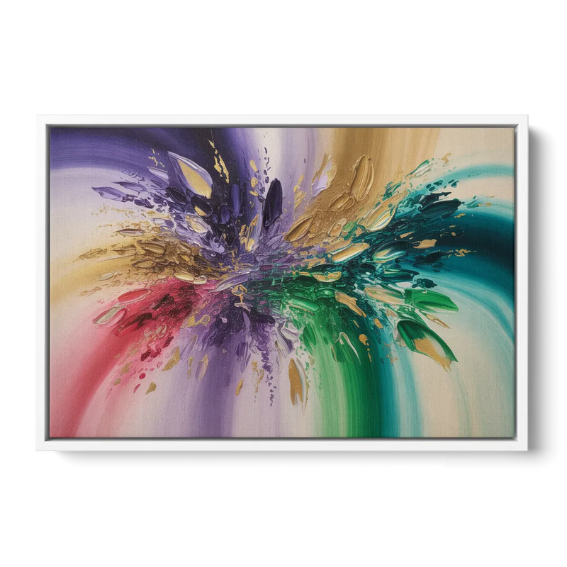 JewelToned Dynamics Colorful Abstract Front - White Canvas Wall Art