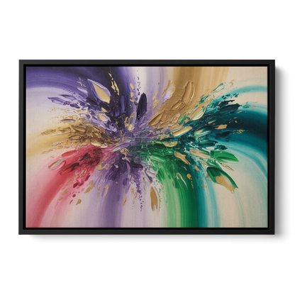 JewelToned Dynamics Colorful Abstract Front - Black Canvas Wall Art