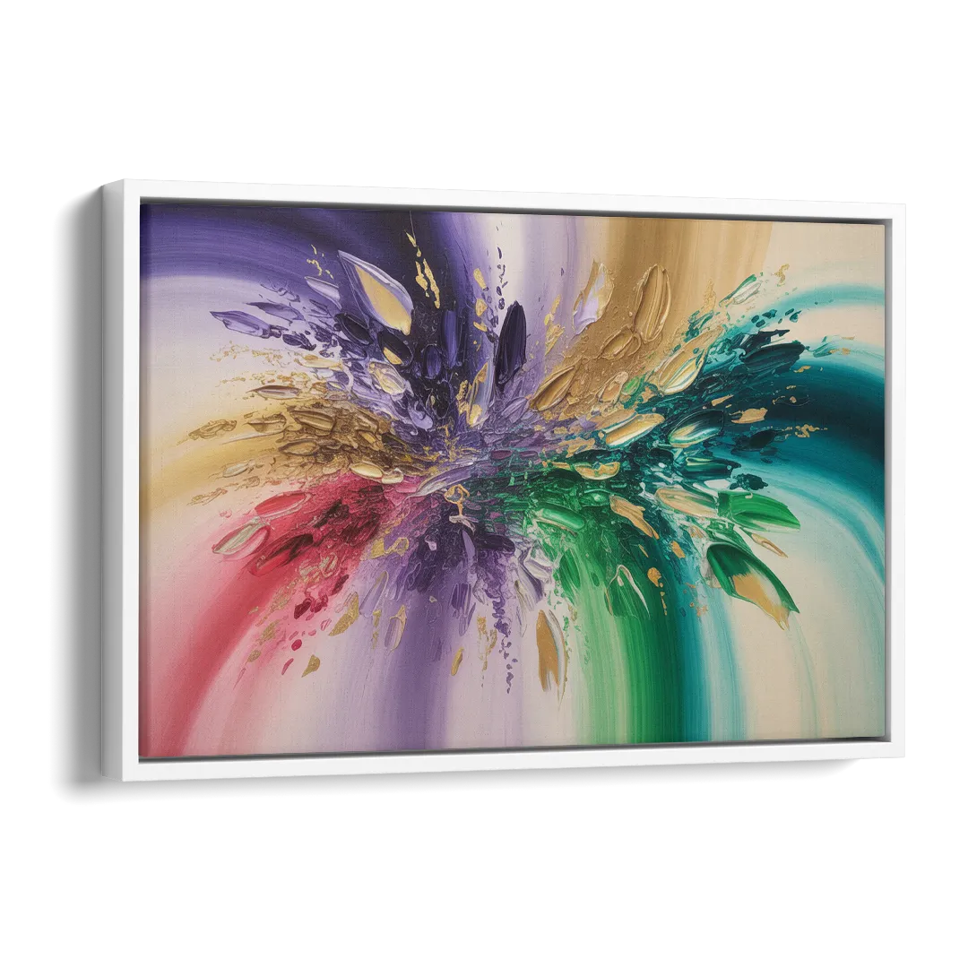 JewelToned Dynamics Colorful Abstract Side - White Canvas Wall Art