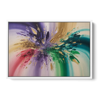 JewelToned Dynamics Colorful Abstract - White Frame Canvas