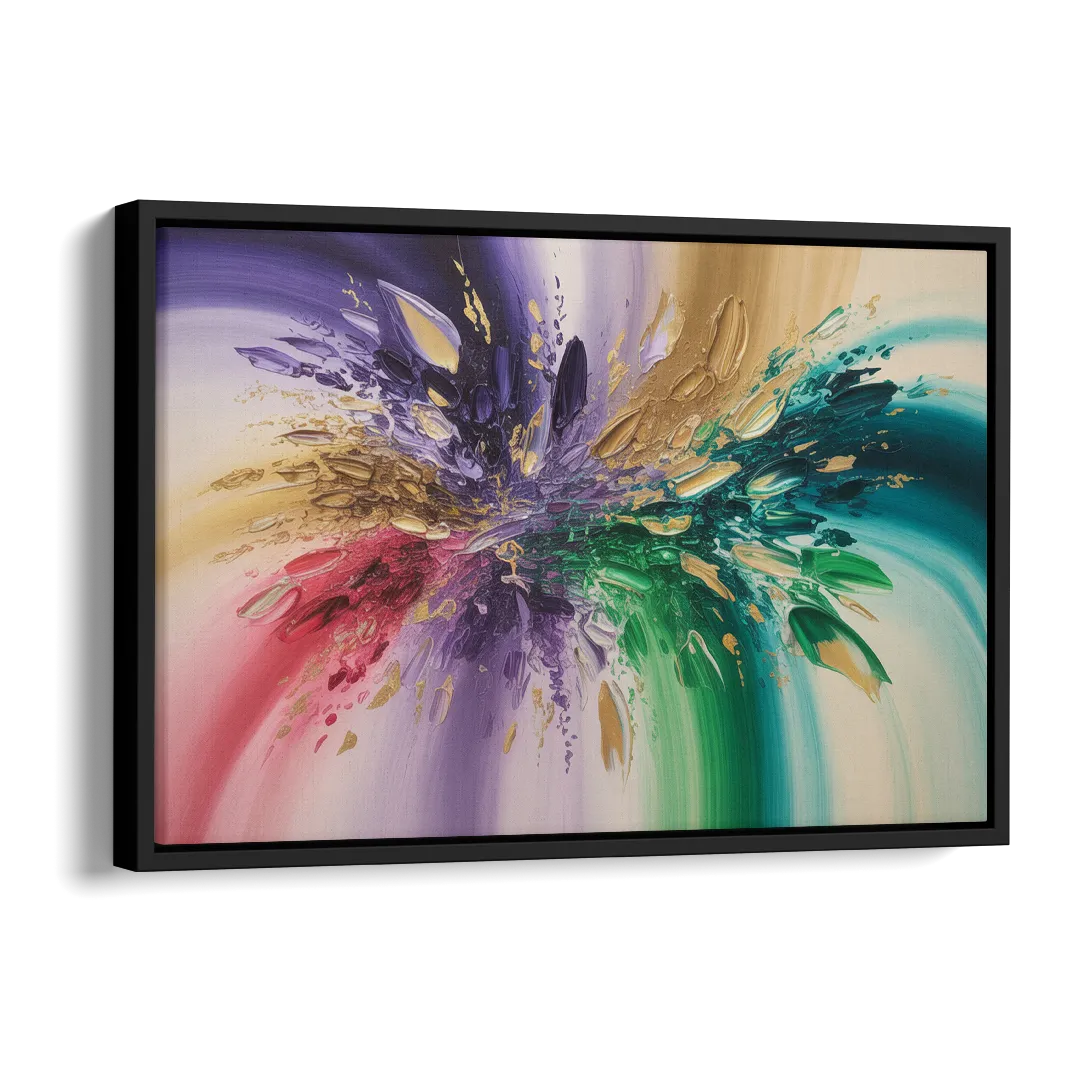 JewelToned Dynamics Colorful Abstract Side - Black Canvas Wall Art