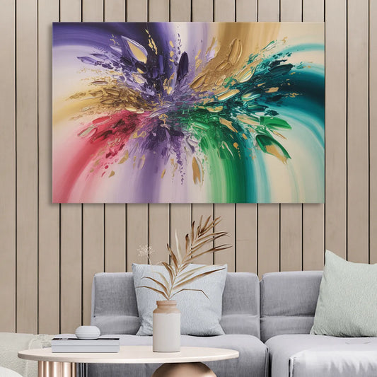 JewelToned Dynamics Colorful Abstract Living Room - Canvas Wall Art