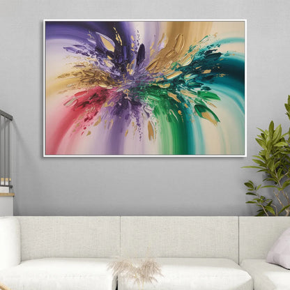 JewelToned Dynamics Colorful Abstract Living Room - White Canvas Wall Art
