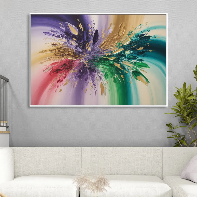JewelToned Dynamics Colorful Abstract Living Room - White Canvas Wall Art