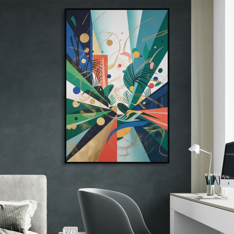 JewelToned Urban Energy Colorful Abstract Living Room - Black Canvas Wall Art