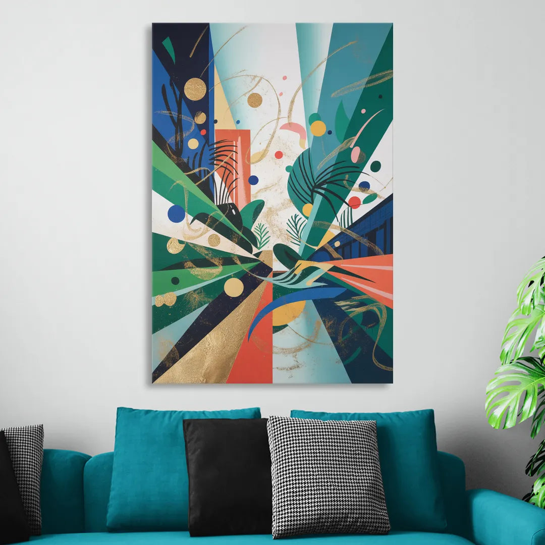 JewelToned Urban Energy Colorful Abstract Sitting Room - Canvas Wall Art