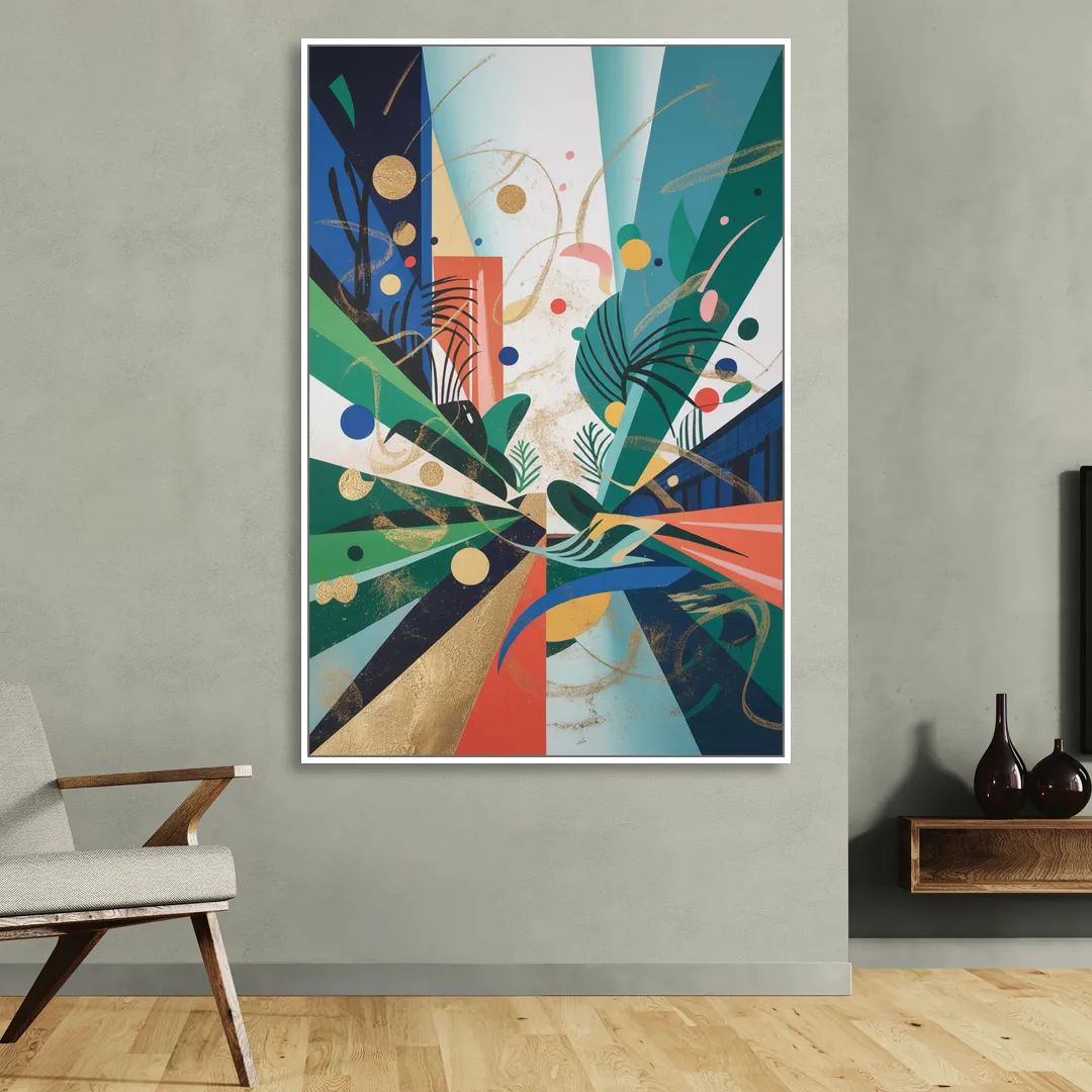 JewelToned Urban Energy Colorful Abstract Living Room - White Canvas Wall Art