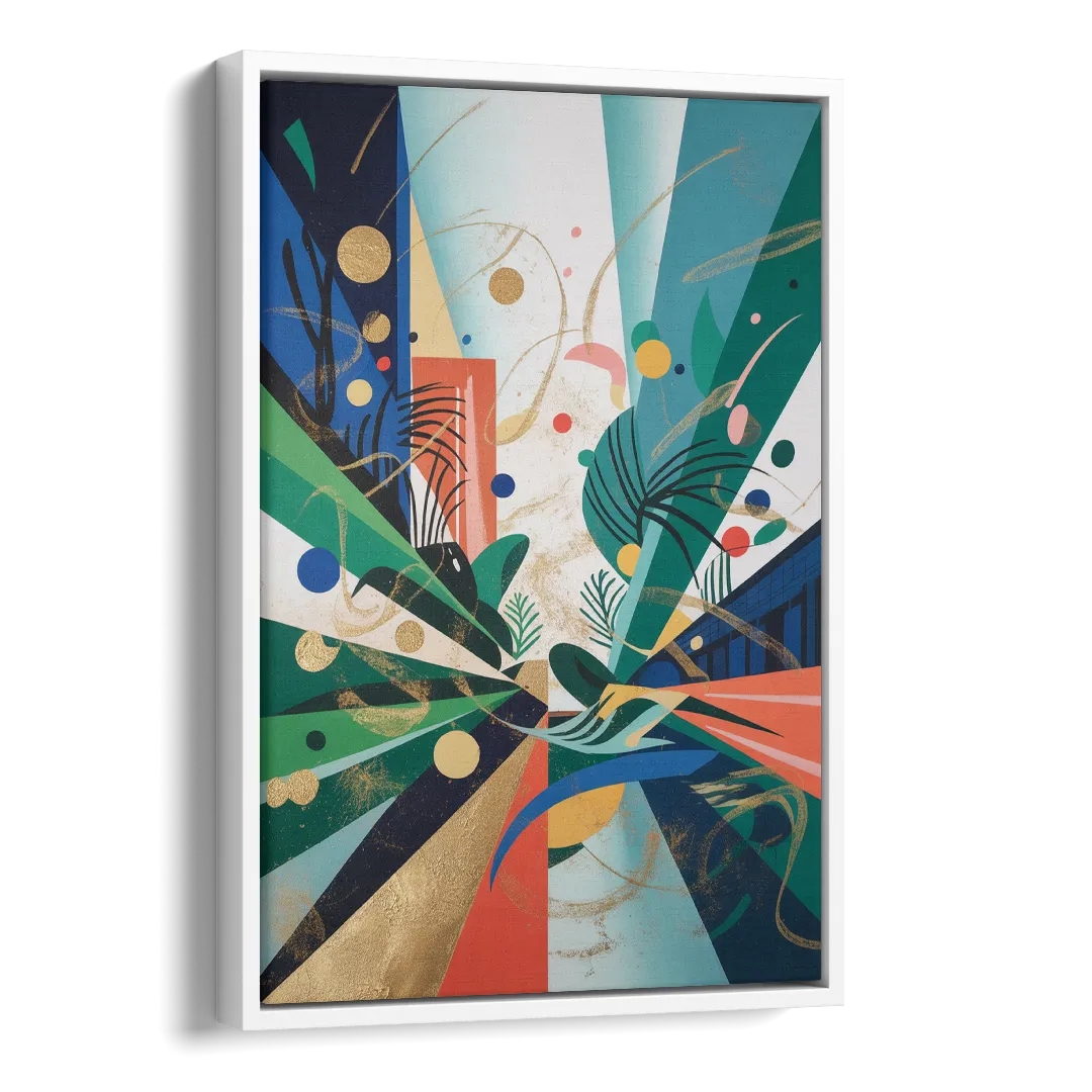 JewelToned Urban Energy Colorful Abstract Side - White Canvas Wall Art