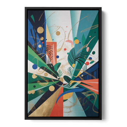 JewelToned Urban Energy Colorful Abstract - Black Frame Canvas