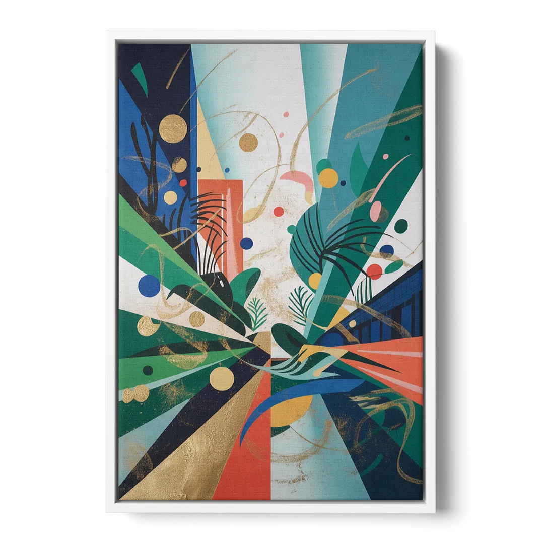 JewelToned Urban Energy Colorful Abstract Front - White Canvas Wall Art