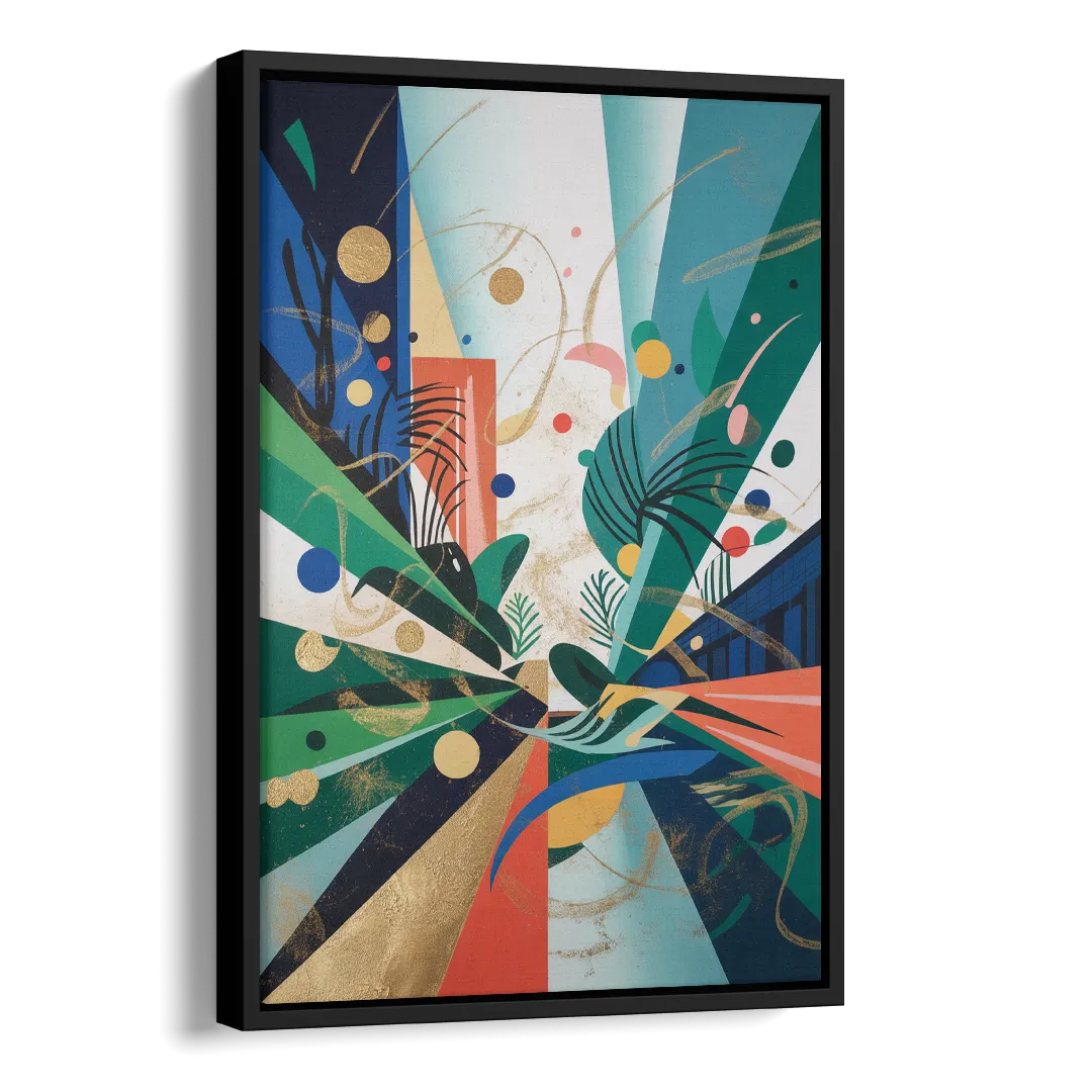 JewelToned Urban Energy Colorful Abstract Side - Black Canvas Wall Art