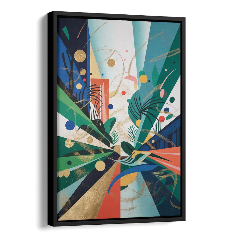 JewelToned Urban Energy Colorful Abstract Side - Black Canvas Wall Art