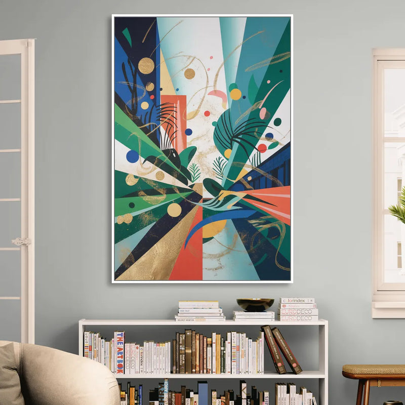 JewelToned Urban Energy Colorful Abstract Sitting Room - White Canvas Wall Art