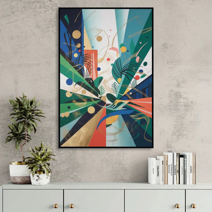 JewelToned Urban Energy Colorful Abstract Sitting Room - Black Canvas Wall Art