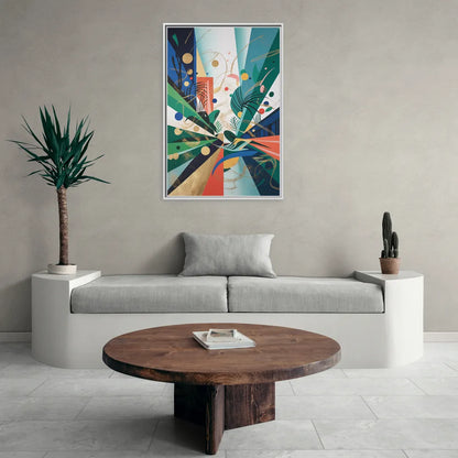 JewelToned Urban Energy Colorful Abstract - Living Room White Frame Canvas