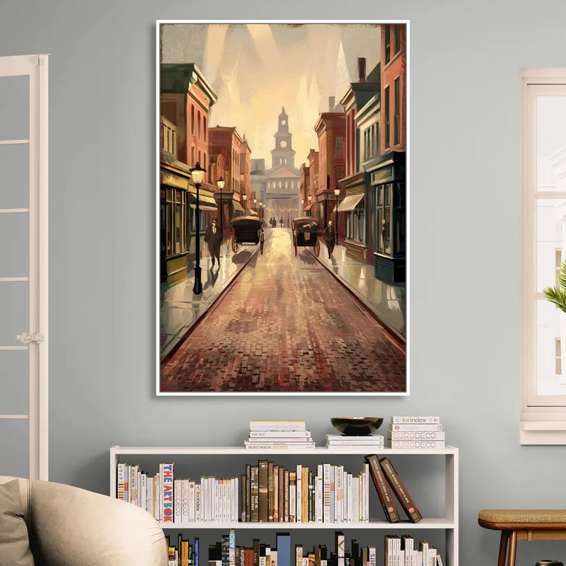 Joseph Historic Downtown Living Room - White Canvas Wall Art