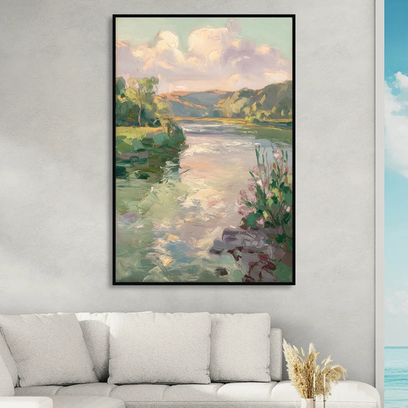 Joseph Riverfront View Sitting Room - Black Canvas Wall Art