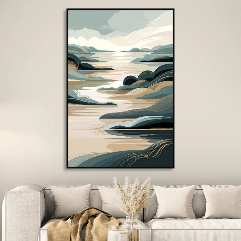 Joseph Scenic Horizon Living Room - Black Canvas Wall Art