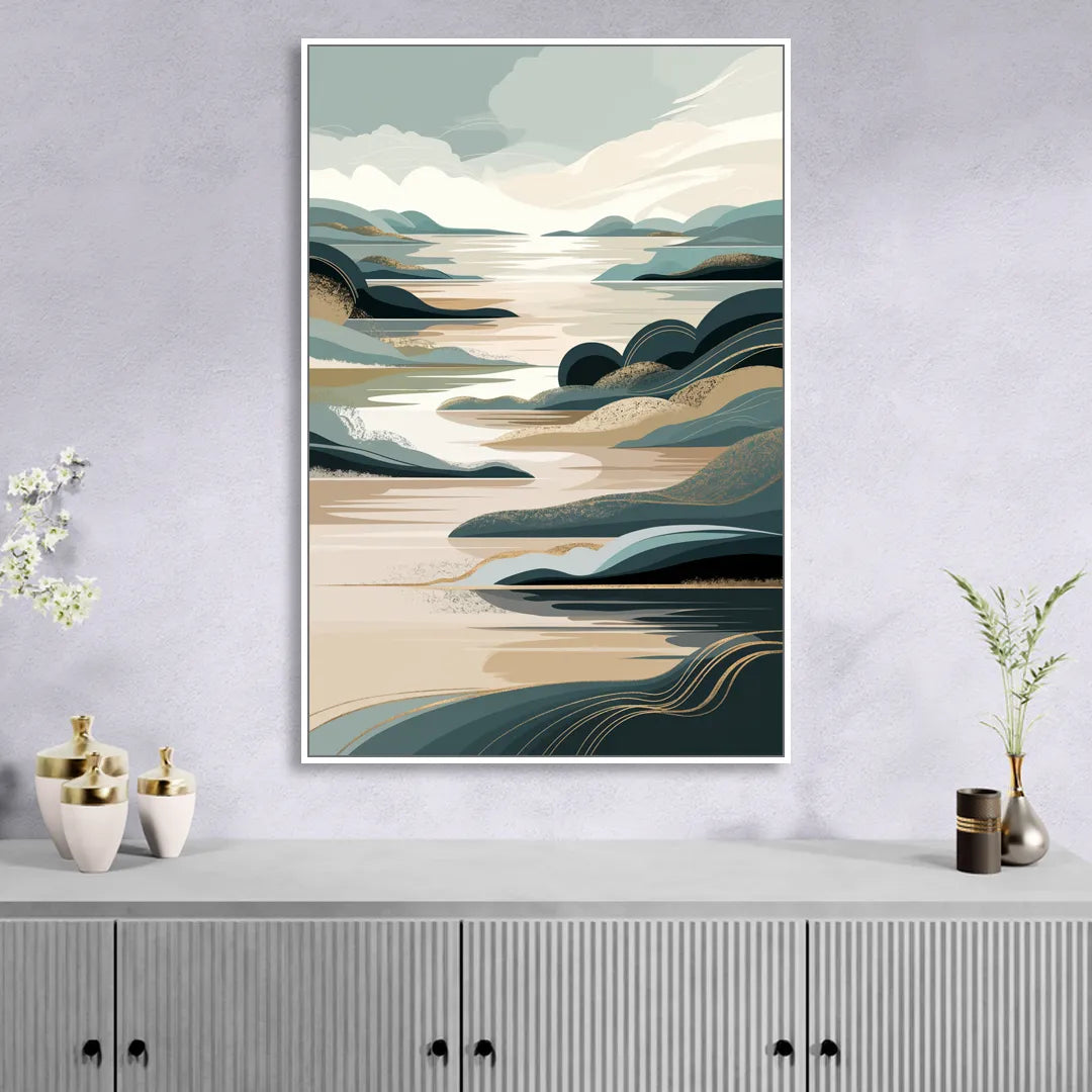 Joseph Scenic Horizon Living Room - White Canvas Wall Art