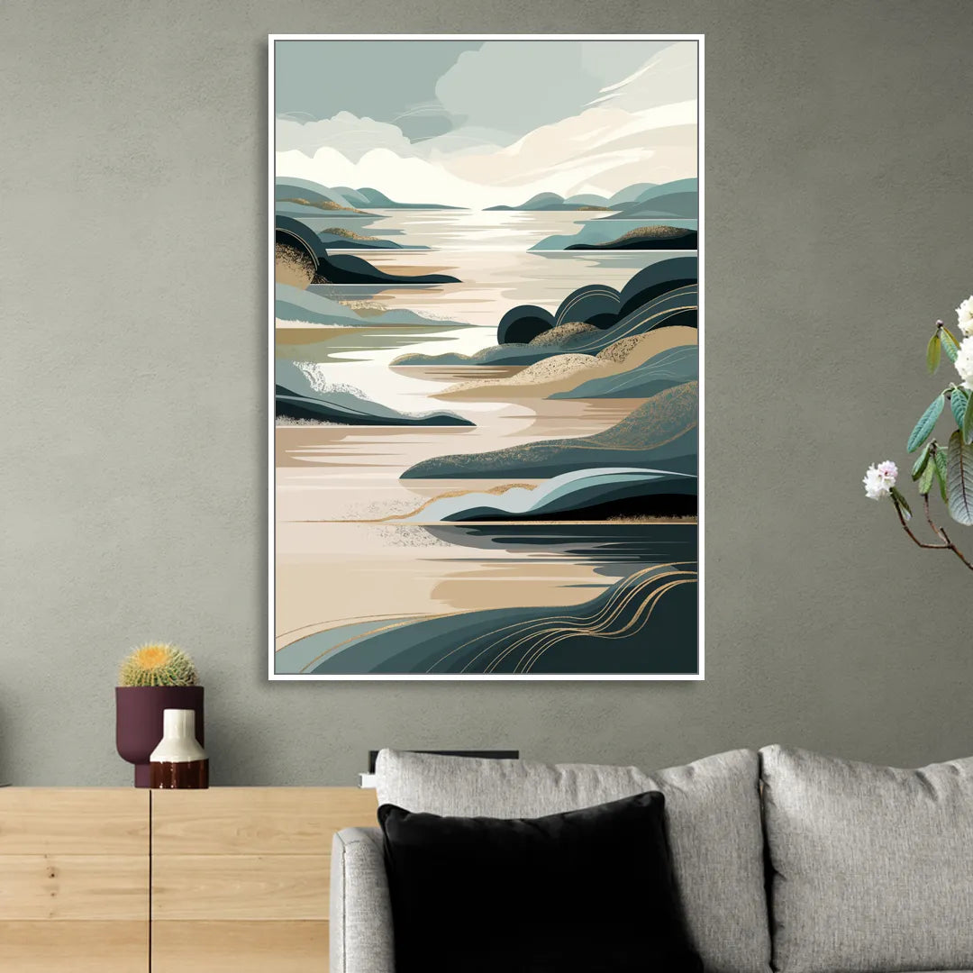 Joseph Scenic Horizon Sitting Room - White Canvas Wall Art