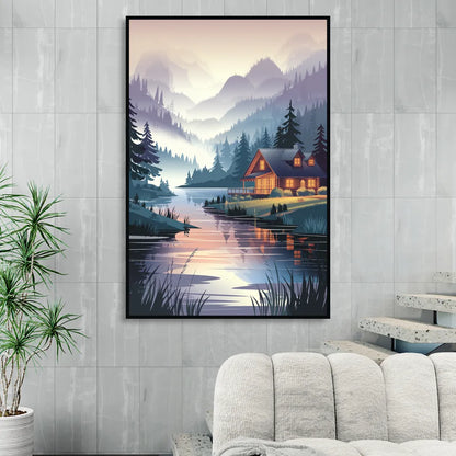 Joseph Serene Waterfront Sitting Room - Black Canvas Wall Art