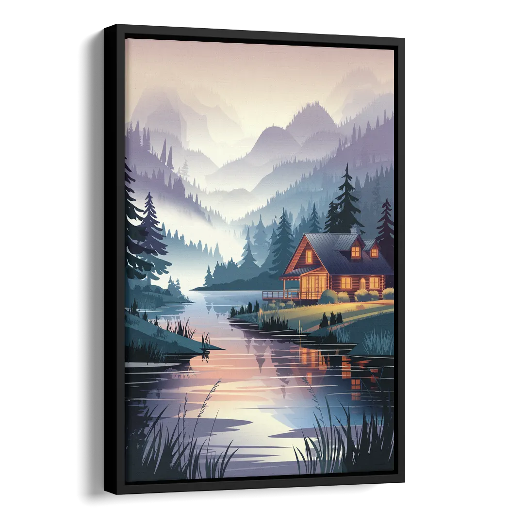 Joseph Serene Waterfront Side - Black Canvas Wall Art