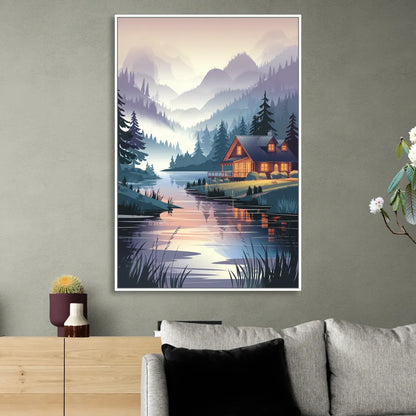 Joseph Serene Waterfront Living Room - White Canvas Wall Art